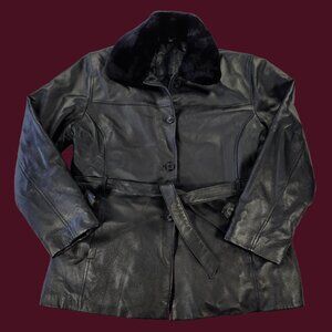 Cherokee Genuine Leather Jacket | Black Belted 90s Y2K